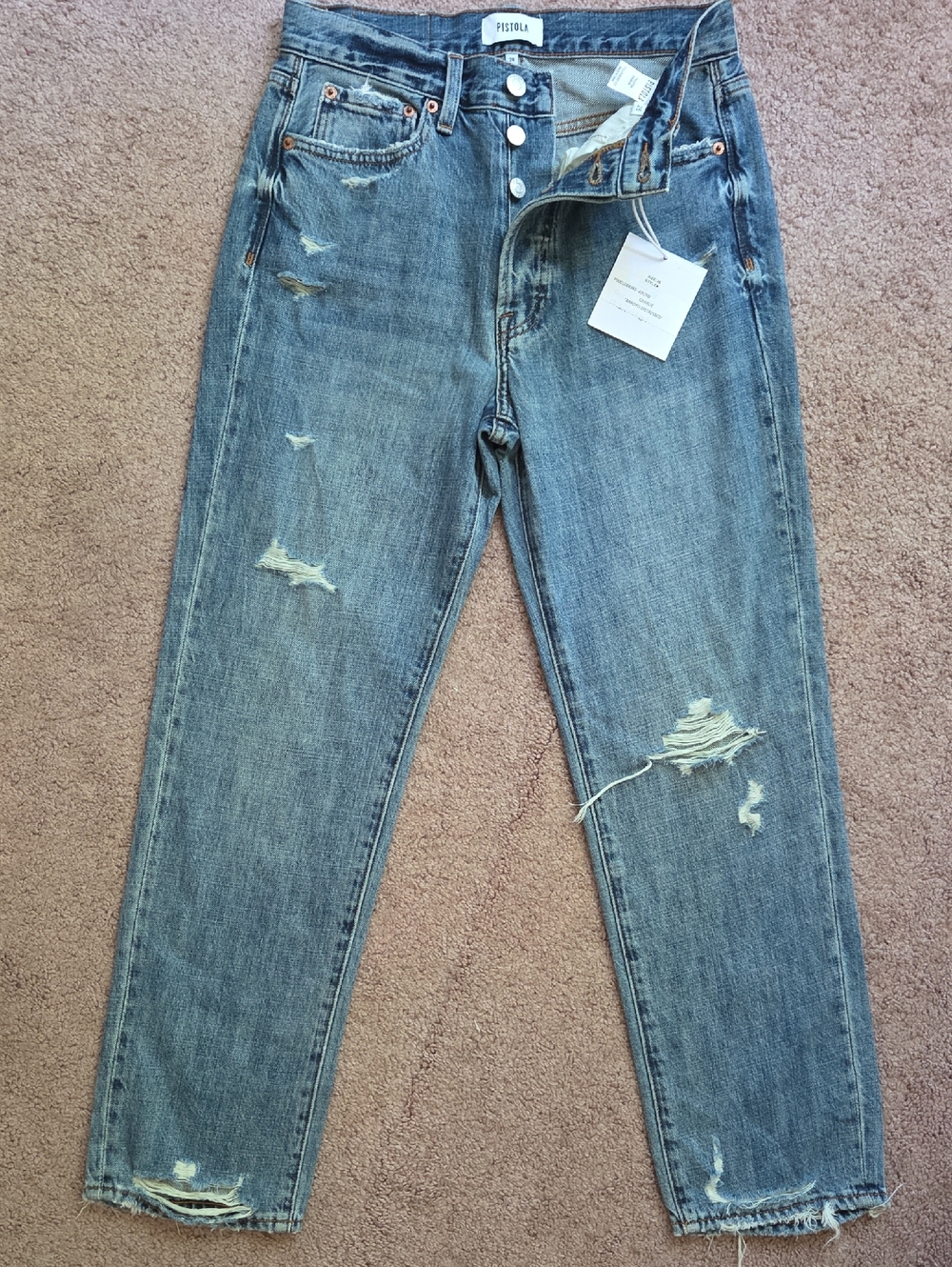 *NWT* Pistola Distressed Light Blue Distressed Jean - "Charlie"